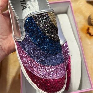 Colorful Glitter Slip-On Sneakers